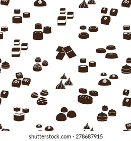 sweet chocolate truffles icons seamless pattern eps10