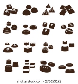 sweet chocolate truffles styles icons set eps10