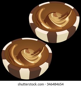 sweet chocolates in a cut isolated on black background vector