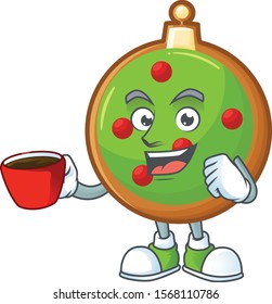 Sweet christmas ball cartoon character making an okay gesture.