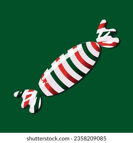 Sweet Christmas candy. Lollipop on a stick. Festive sweetness. Caramel candies. Sweet New Year's dessert. Vector illustration