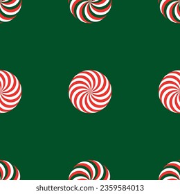 Sweet Christmas candy pattern. Lollipop on a stick. Festive sweetness. Caramel candies. Sweet New Year's dessert. Vector illustration