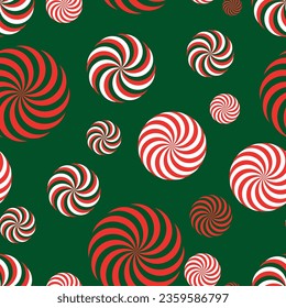 Sweet Christmas candy pattern. Lollipop on a stick. Festive sweetness. Caramel candies. Sweet New Year's dessert. Vector illustration