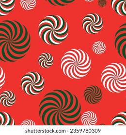 Sweet Christmas candy pattern. Lollipop on a stick. Festive sweetness. Caramel candies. Sweet New Year's dessert. Vector illustration