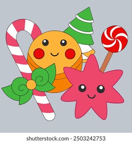 Sweet Christmas Candy Vector Illustration - Festive Holiday Treats