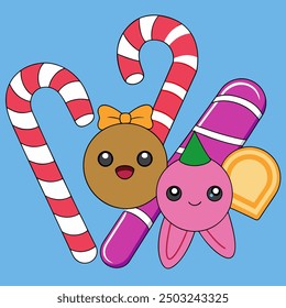 Sweet Christmas Candy Vector Illustration - Festive Holiday Treats