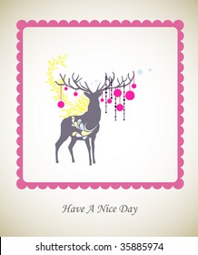sweet christmas card template with pink frame
