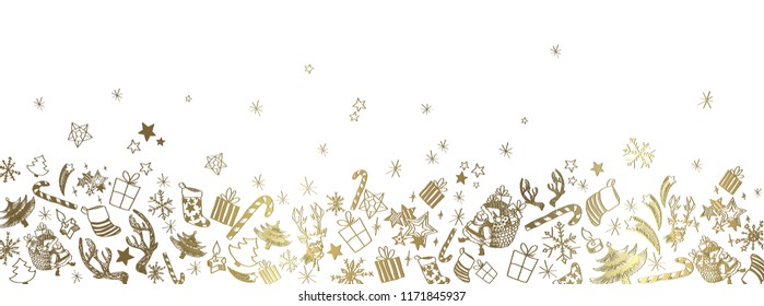 Sweet christmas doodles full vector large banner