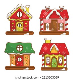 Sweet Christmas gingerbread house Traditional Cookie. New Year's sweets.  