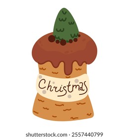 Sweet Christmas and New Year cupcake. Creative element for your design. Vector illustration.