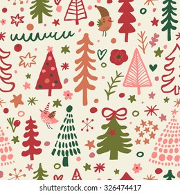 Dulce patrón de Navidad sin fisuras para los adornos de las vacaciones de invierno en colores brillantes. Elegante año nuevo y fondo navideño en vector