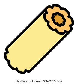 Sweet churro icon outline vector. Spanish food. Chocolate dessert color flat