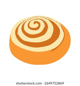 Sweet cinnamon bun vector graphic in flat design. Hand drawn cinnamon roll perfect for autumn themed posters and cards