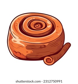 sweet cinnamon roll and stick icon isolated