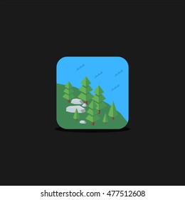 Sweet clean gallery icon vector illustration pine forest with modern flat design