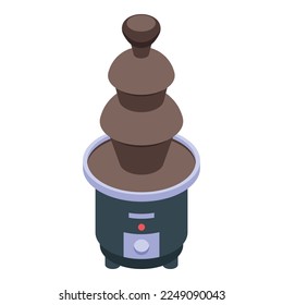 Sweet cocoa fountain icon isometric vector. Machine bar. Candy fondue