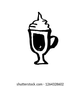 Sweet coffee grunge icon. Vector ink brush illustration.