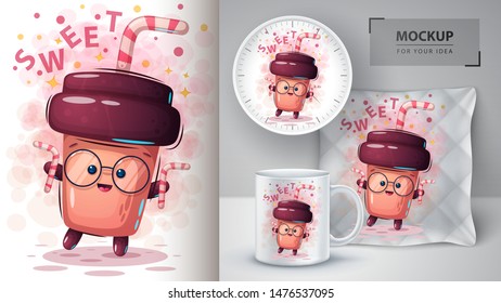 Sweet coffee - mockup for your idea. Vector eps 10