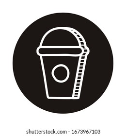 café dulce en forma de recipiente plástico estilo doodle icono ilustración vectorial