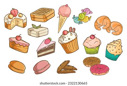 Sweet collection of delicious desserts 