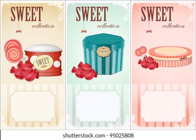 Sweet collection - price labels with place for text - vector illustration