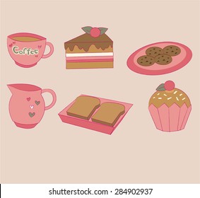 Sweet color coffee shop set