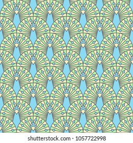 Sweet Color Geometric Shapes Peacock Seamless Pattern , Graphic Design Vector