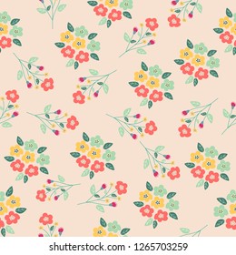sweet color seamless flowers pattern. Delicate petals and vibrant blossoms create an artistic and vintage botanical illustration. Perfect for wallpaper, fabric, wrapping paper and more.