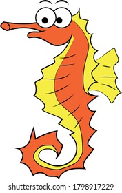 sweet colorful cartoon ocean seahorse