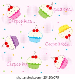 Sweet colorful cupcakes pattern / background