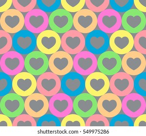 Sweet colorful heart in circle pattern background vector for valentine day and every day