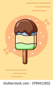 Sweet colorful ice cream cartoon illustration