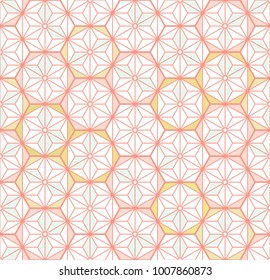 Sweet colorful Japanese style pattern vector. Hexagon background.