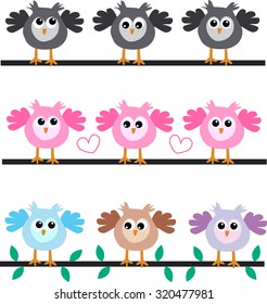 sweet colorful owls header or banner