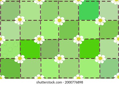 Sweet colorful patchwork seamless pattern from square patches. Multicolor print for fabrics and textiles.Quilt design, hand made.Vector illustration.