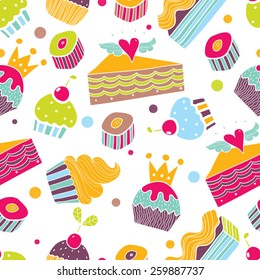 Sweet colorful seamless pattern.
