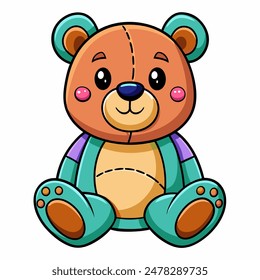 Sweet and colorful teddy bear illustration, perfect for children and playful designs