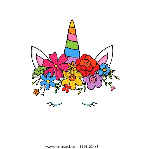 Sweet Colorful Unicorn Vector Hand Drawn Stock Vector Royalty