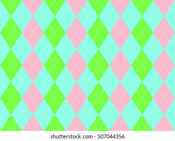 Sweet colors fabric texture argyle seamless pattern. Flat design. Vector illustration.