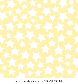 Sweet colors hand drawn vector seamless pattern with star shapes. Perfect for wrapping paper, package, textile design. Golden and white.