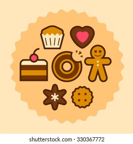 Sweet composition of different cookies. Desert for tea and coffee. 