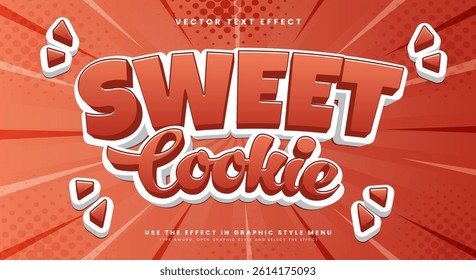 Sweet Cookie 3D editable text effect Template Suitable for modern style