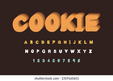 Sweet cookie fonts alphabet. Vector illustration eps10 of uppercase font. Cookie sign with biscuit sweet letters. - Vector
