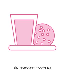 sweet cookie and glass milk breakfast