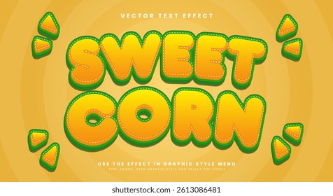 Sweet Corn 3D editable text effect Template Suitable for business logo and brand