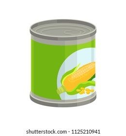 Sweet corn in aluminum can vector Illustration on a white background