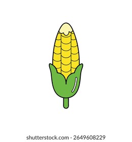 Sweet corn with butter melting on cob cartoon style veggie art Vector illustration