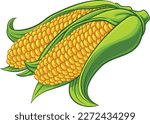 A sweet corn ear maize cob cartoon vegetable illustration