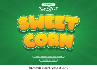 Sweet corn editable text effect with green comic background
