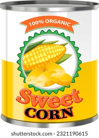 Sweet Corn Food Can Vector illustration